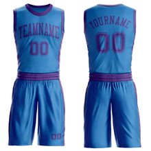 Laden Sie das Bild in den Galerie-Viewer, Custom Blue Purple Round Neck Suit Basketball Jersey
