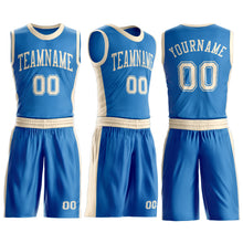 Laden Sie das Bild in den Galerie-Viewer, Custom Blue Cream Round Neck Suit Basketball Jersey