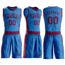 Laden Sie das Bild in den Galerie-Viewer, Custom Blue Maroon Round Neck Suit Basketball Jersey
