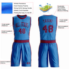 Laden Sie das Bild in den Galerie-Viewer, Custom Blue Maroon Round Neck Suit Basketball Jersey