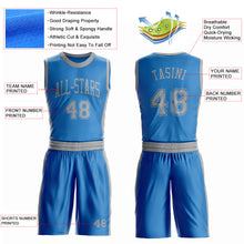 Laden Sie das Bild in den Galerie-Viewer, Custom Blue Gray Round Neck Suit Basketball Jersey