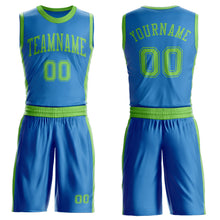 Laden Sie das Bild in den Galerie-Viewer, Custom Blue Neon Green Round Neck Suit Basketball Jersey