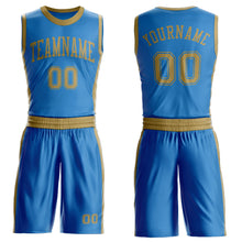 Laden Sie das Bild in den Galerie-Viewer, Custom Blue Old Gold Round Neck Suit Basketball Jersey