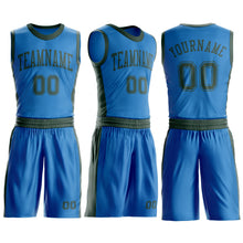 Laden Sie das Bild in den Galerie-Viewer, Custom Blue Green Round Neck Suit Basketball Jersey