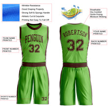 Load image into Gallery viewer, Custom Neon Green Brown Round Neck Suit Basketball Jersey
