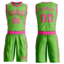 Laden Sie das Bild in den Galerie-Viewer, Custom Neon Green Pink Round Neck Suit Basketball Jersey