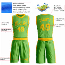 Laden Sie das Bild in den Galerie-Viewer, Custom Neon Green Gold Round Neck Suit Basketball Jersey