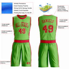 Laden Sie das Bild in den Galerie-Viewer, Custom Neon Green Red Round Neck Suit Basketball Jersey