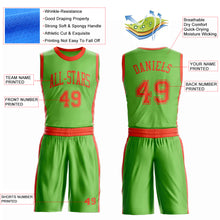 Laden Sie das Bild in den Galerie-Viewer, Custom Neon Green Orange Round Neck Suit Basketball Jersey