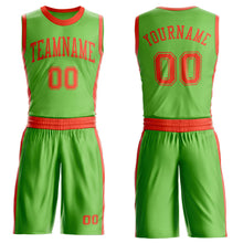 Laden Sie das Bild in den Galerie-Viewer, Custom Neon Green Orange Round Neck Suit Basketball Jersey