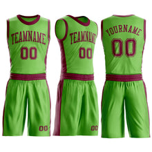 Laden Sie das Bild in den Galerie-Viewer, Custom Neon Green Maroon Round Neck Suit Basketball Jersey