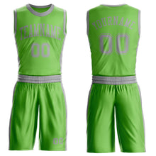 Laden Sie das Bild in den Galerie-Viewer, Custom Neon Green Gray Round Neck Suit Basketball Jersey