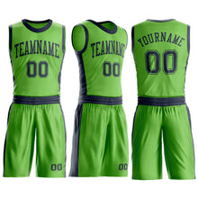 Laden Sie das Bild in den Galerie-Viewer, Custom Neon Green Navy Round Neck Suit Basketball Jersey