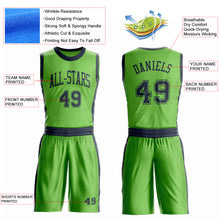 Laden Sie das Bild in den Galerie-Viewer, Custom Neon Green Navy Round Neck Suit Basketball Jersey