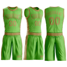 Laden Sie das Bild in den Galerie-Viewer, Custom Neon Green Old Gold Round Neck Suit Basketball Jersey