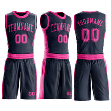 Laden Sie das Bild in den Galerie-Viewer, Custom Navy Pink Round Neck Suit Basketball Jersey
