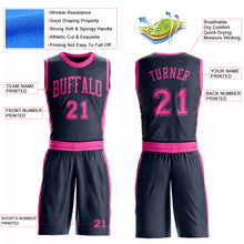 Laden Sie das Bild in den Galerie-Viewer, Custom Navy Pink Round Neck Suit Basketball Jersey