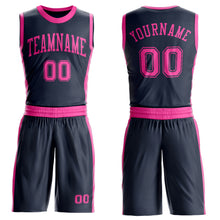 Laden Sie das Bild in den Galerie-Viewer, Custom Navy Pink Round Neck Suit Basketball Jersey