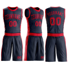 Laden Sie das Bild in den Galerie-Viewer, Custom Navy Red Round Neck Suit Basketball Jersey