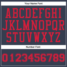 Laden Sie das Bild in den Galerie-Viewer, Custom Navy Red Round Neck Suit Basketball Jersey