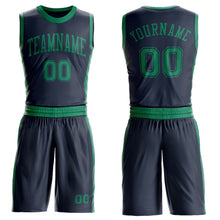 Laden Sie das Bild in den Galerie-Viewer, Custom Navy Kelly Green Round Neck Suit Basketball Jersey