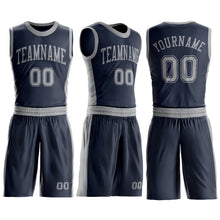 Laden Sie das Bild in den Galerie-Viewer, Custom Navy Gray Round Neck Suit Basketball Jersey