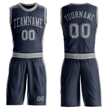 Laden Sie das Bild in den Galerie-Viewer, Custom Navy Gray Round Neck Suit Basketball Jersey