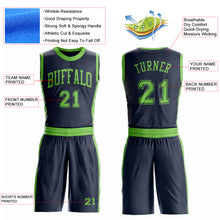 Laden Sie das Bild in den Galerie-Viewer, Custom Navy Neon Green Round Neck Suit Basketball Jersey