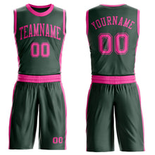 Laden Sie das Bild in den Galerie-Viewer, Custom Green Pink Round Neck Suit Basketball Jersey