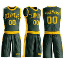 Laden Sie das Bild in den Galerie-Viewer, Custom Green Gold Round Neck Suit Basketball Jersey