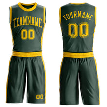 Laden Sie das Bild in den Galerie-Viewer, Custom Green Gold Round Neck Suit Basketball Jersey