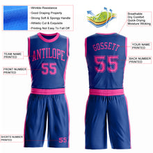 Laden Sie das Bild in den Galerie-Viewer, Custom Royal Pink Round Neck Suit Basketball Jersey