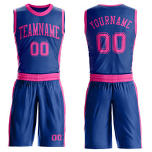 Laden Sie das Bild in den Galerie-Viewer, Custom Royal Pink Round Neck Suit Basketball Jersey