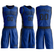 Load image into Gallery viewer, Custom Royal Black Round Neck Suit Basketball Jersey