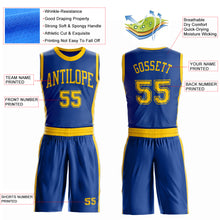 Laden Sie das Bild in den Galerie-Viewer, Custom Royal Gold Round Neck Suit Basketball Jersey