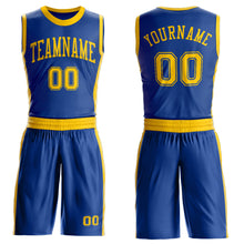 Laden Sie das Bild in den Galerie-Viewer, Custom Royal Gold Round Neck Suit Basketball Jersey
