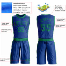 Laden Sie das Bild in den Galerie-Viewer, Custom Royal Kelly Green Round Neck Suit Basketball Jersey