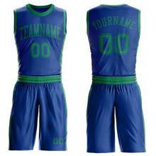 Laden Sie das Bild in den Galerie-Viewer, Custom Royal Kelly Green Round Neck Suit Basketball Jersey