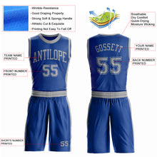 Laden Sie das Bild in den Galerie-Viewer, Custom Royal Gray Round Neck Suit Basketball Jersey
