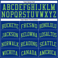 Laden Sie das Bild in den Galerie-Viewer, Custom Royal Neon Green Round Neck Suit Basketball Jersey