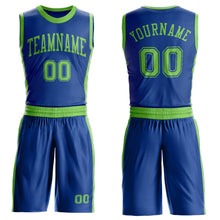 Laden Sie das Bild in den Galerie-Viewer, Custom Royal Neon Green Round Neck Suit Basketball Jersey