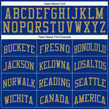 Laden Sie das Bild in den Galerie-Viewer, Custom Royal Old Gold Round Neck Suit Basketball Jersey