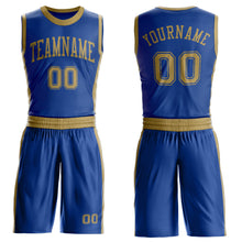 Laden Sie das Bild in den Galerie-Viewer, Custom Royal Old Gold Round Neck Suit Basketball Jersey