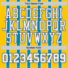 Load image into Gallery viewer, Custom Yellow White Teal Royal-Black Geometric Stripe Round Neck Sublimation Basketball Suit Jersey