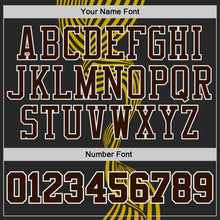 Laden Sie das Bild in den Galerie-Viewer, Custom Black Brown White-Yellow Stream Wave Stripe Round Neck Sublimation Basketball Suit Jersey