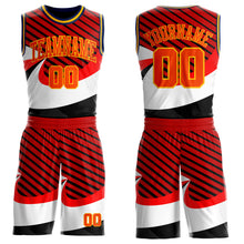 Charger l'image dans la galerie, Custom Red Orange Black Gold-Navy Wave Stripe Round Neck Sublimation Basketball Suit Jersey