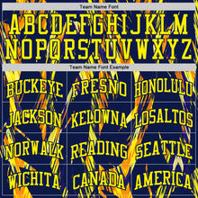 Laden Sie das Bild in den Galerie-Viewer, Custom Navy-Light Yellow Wing Brush Stroke Boho Style Round Neck Sublimation Basketball Uniform Jersey