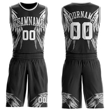 Laden Sie das Bild in den Galerie-Viewer, Custom Black-White Eagle Wing Boho Style Round Neck Sublimation Basketball Uniform Jersey