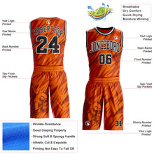 Laden Sie das Bild in den Galerie-Viewer, Custom Orange Black-White Eagle Wing Boho Style Round Neck Sublimation Basketball Uniform Jersey