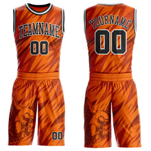 Laden Sie das Bild in den Galerie-Viewer, Custom Orange Black-White Eagle Wing Boho Style Round Neck Sublimation Basketball Uniform Jersey